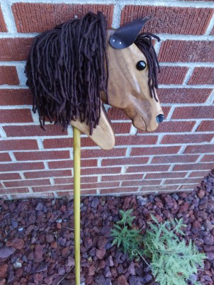 hobby horse with brown mane walnut wood hand made