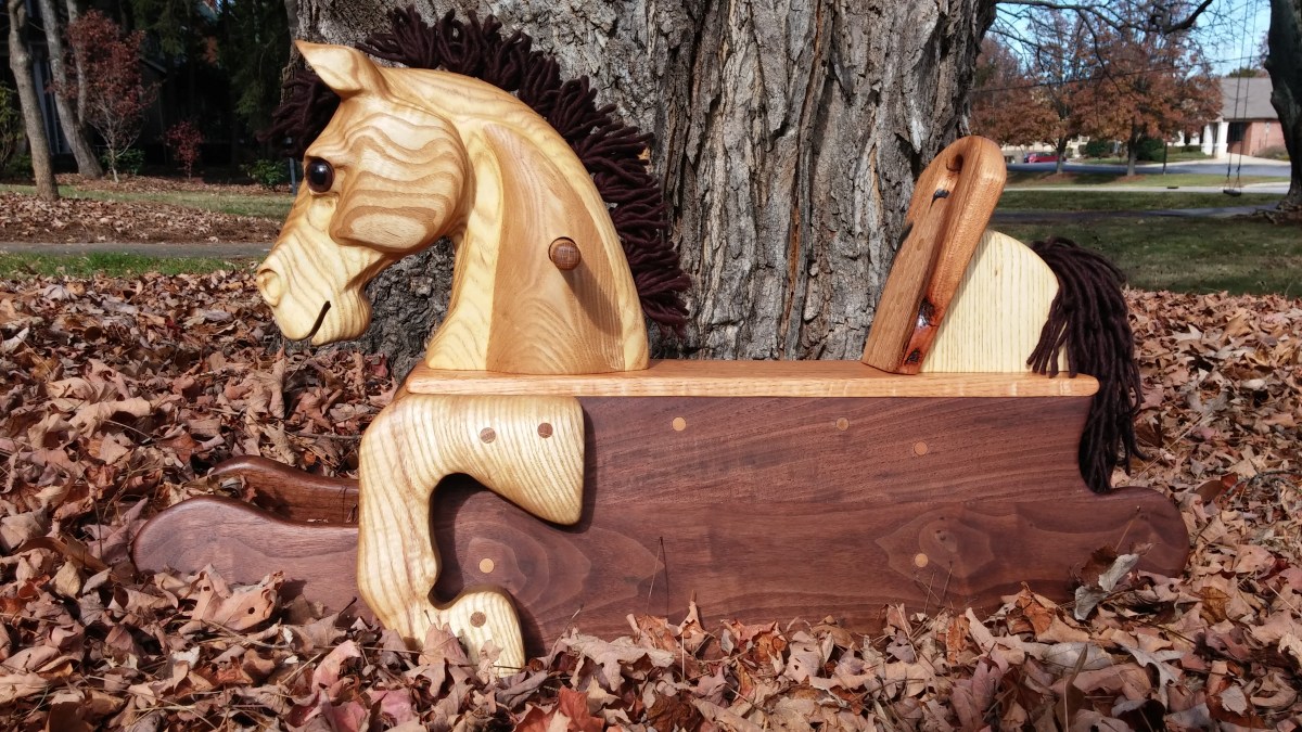 hand carved toddler rocking horse natural wood