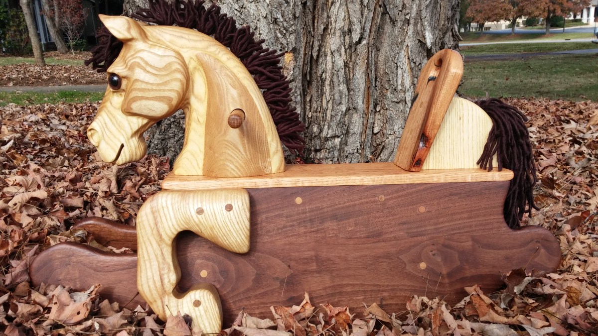 hand carved toddler rocking horse natural wood