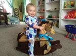 one year old riding toddler rocking horse poplar and walnut
