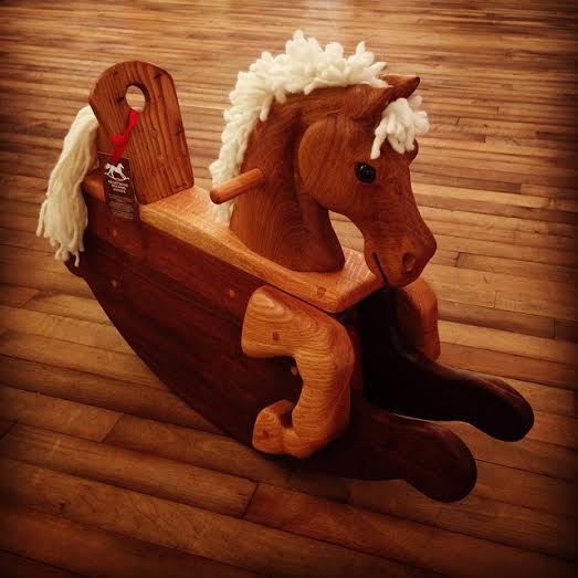 hand carved toddler rocking horse natural wood