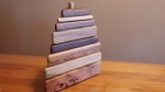 hand made stacking triangles from reclaimed lumber