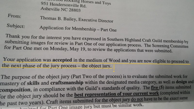 southern highland craft guild acceptance! 