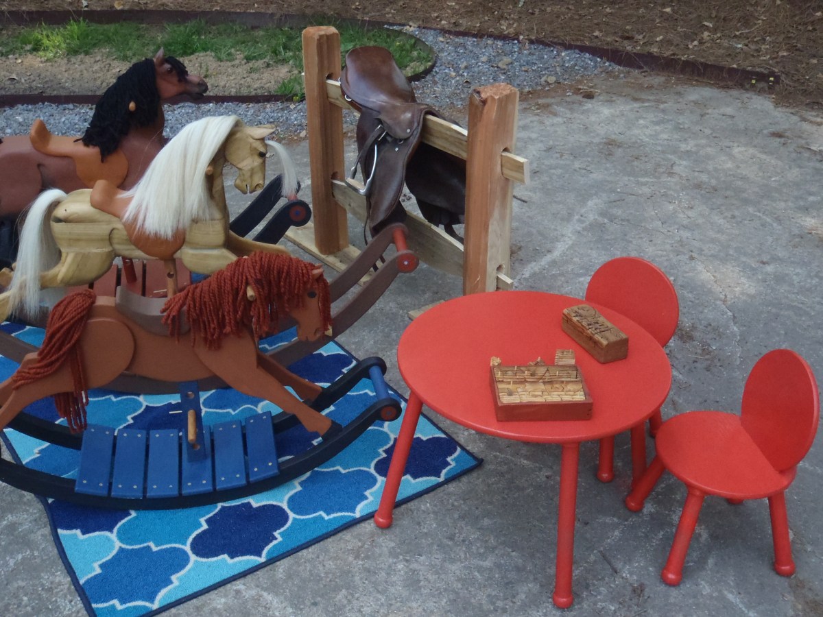 rocking horses and table