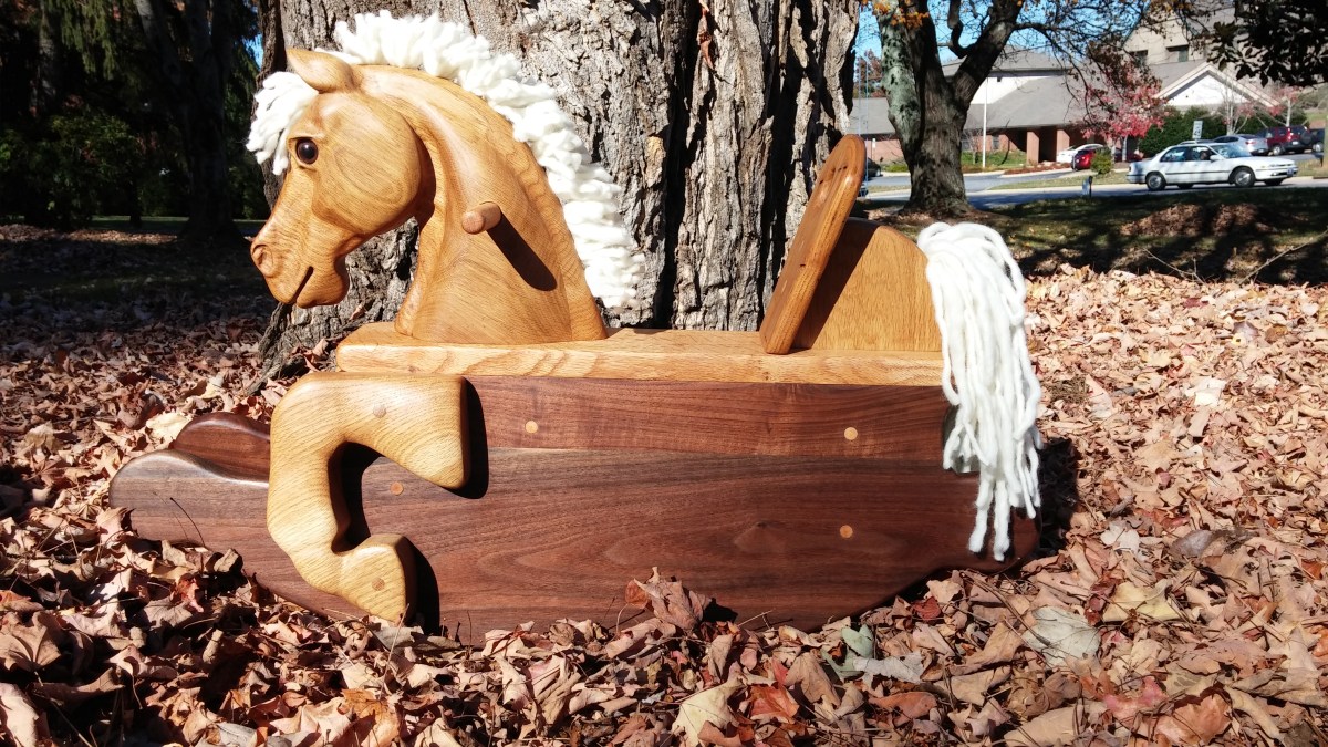 hand carved rocking horse toddler size from reclaimed lumber