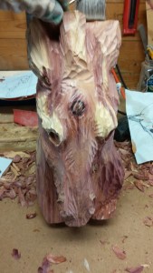beginning cedar horse head carving